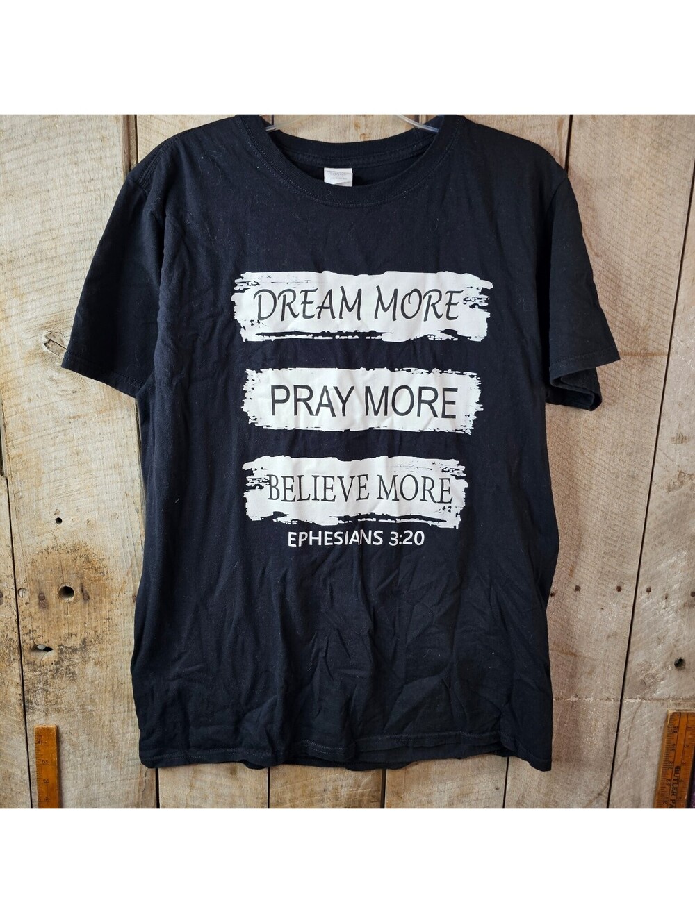 Gildan Softstyle Dream Pray Believe More Ephesians 3:20 T-Shirt Black Size L